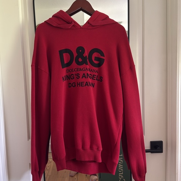 DOLCE & GABBANA D&G print jersey oversize hoodie in Dark Red SZ 46 - Picture 1 of 8